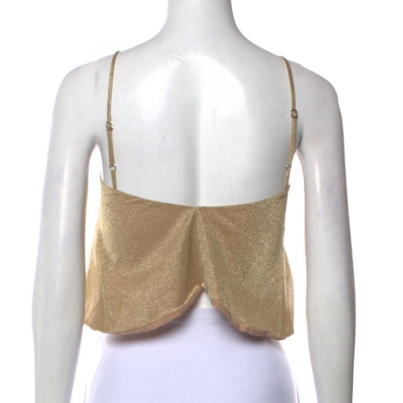 NWT Cult gaia alia camisole cropped tank top shiny gold - Picture 6 of 14
